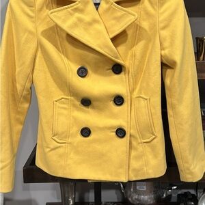 Vibrant Yellow Double-Breasted Women's Pea Coat